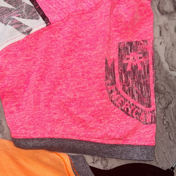 2 American Fighter Pink and Orange Burnout Graphic Tees - Picture 5 of 10